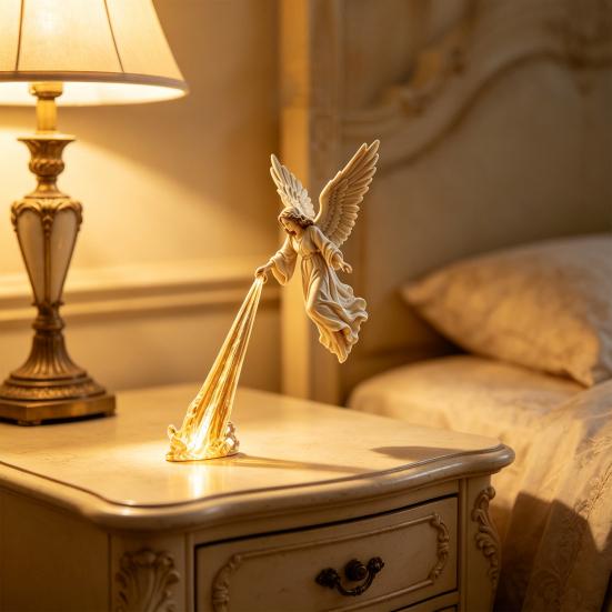 Handcrafted PLA Sculpture for Living Room Arts Angel Bookshelf Statue, Decorative Figurine with Light, Collectible Desk Creative Unique Hand