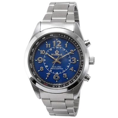 J-AXIS Herren MR69-BL (Analoges Radio Sun Flame) Runde Uhr Silber Analog