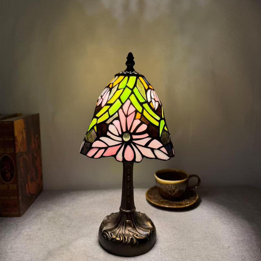 Huijing Tiffany Stained Glass Desk Lamp - Luxury Indoor Atmosphere & Bedside Reading Lamp