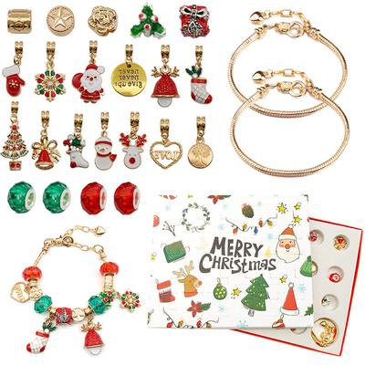 24 Countdown Calendar Advent Surprise Blind Box Christmas Charms Bracelet Set DIY Ornaments Christmas Gifts For Kids Teens