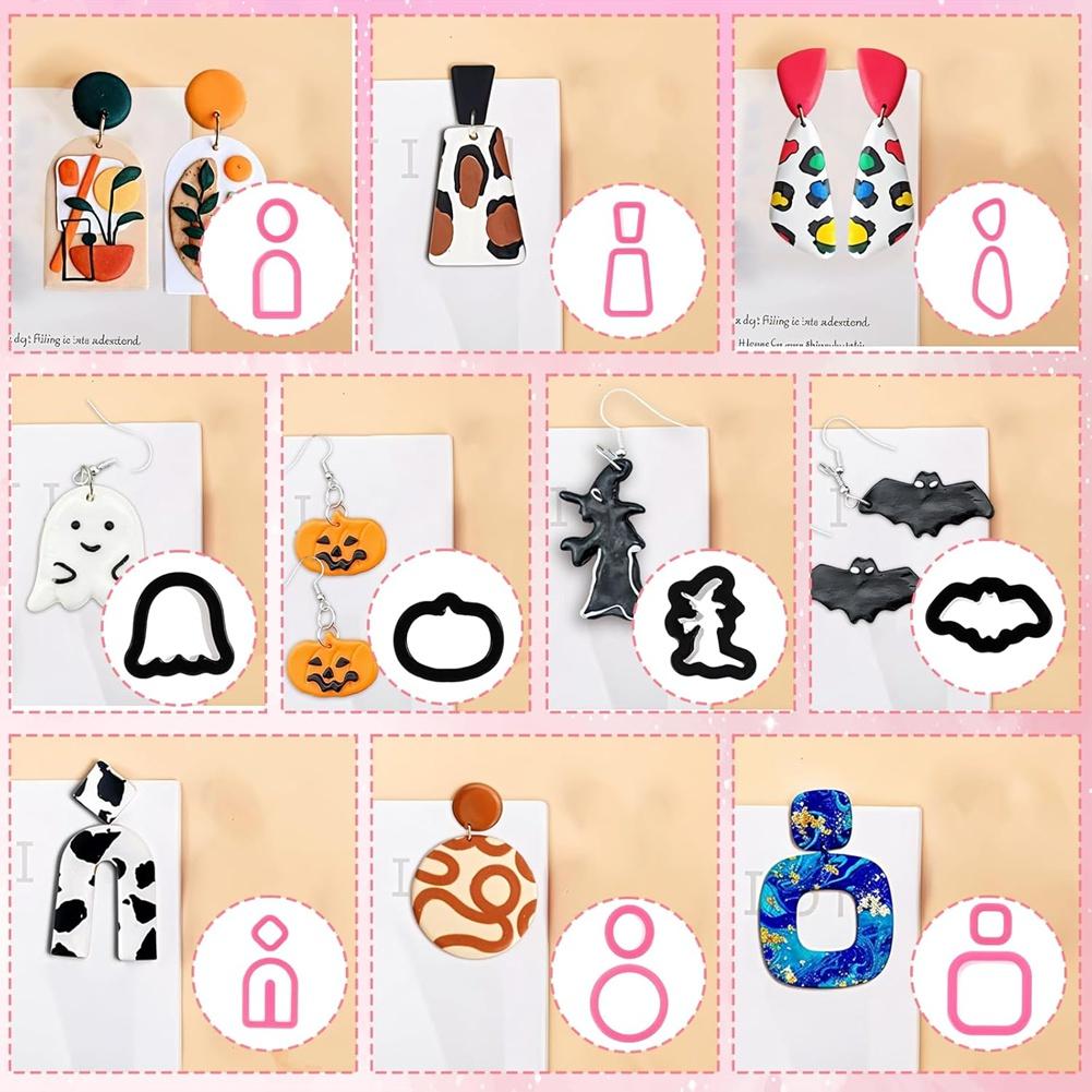 A84E-Halloween For Jewelry, Cookie Cutter 41Pcs Polymer Clay Earring Cutters, Fall Pumpkin DIY Making