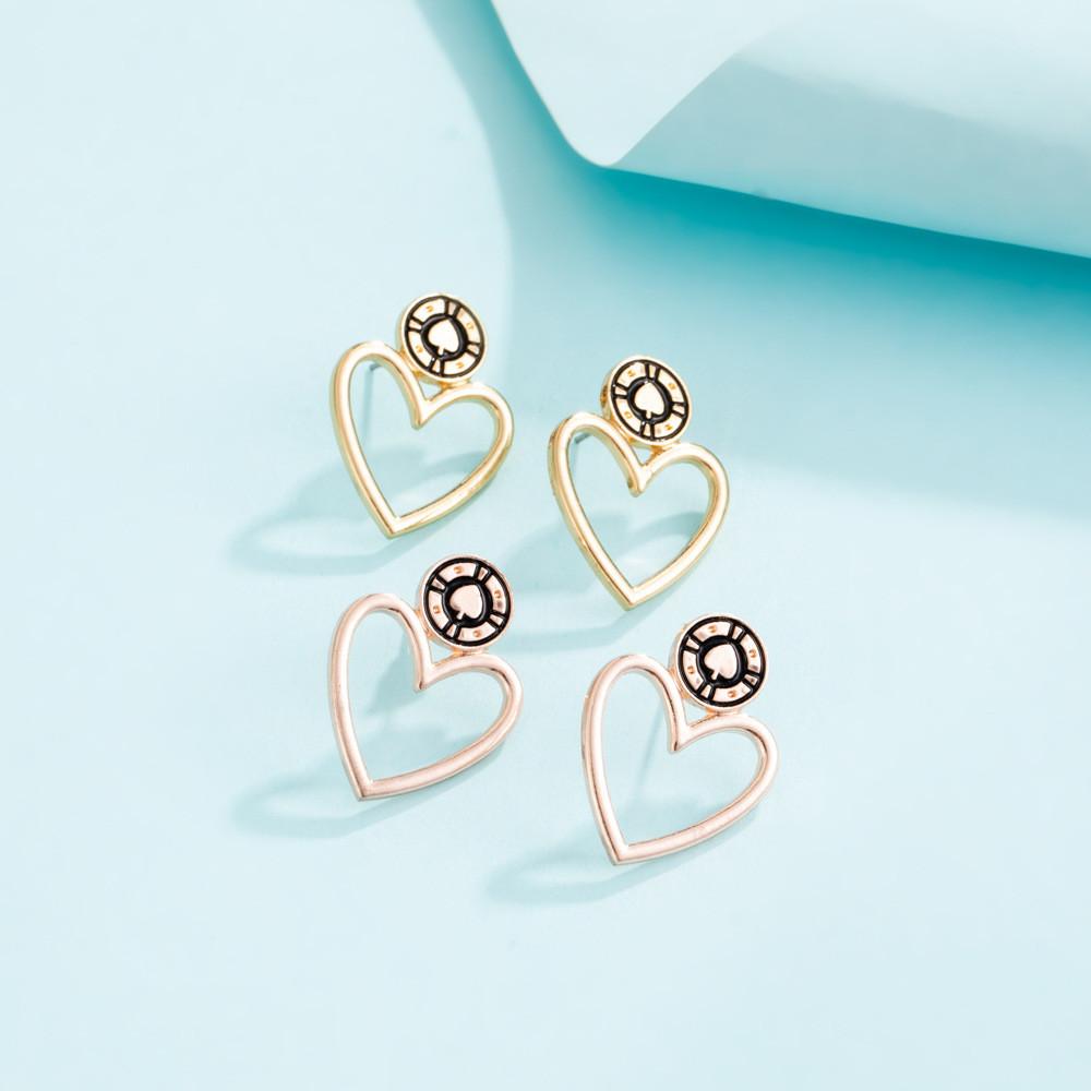Gold Modern Rose Heart Fashion Earrings With Plated Alloy For Street Style