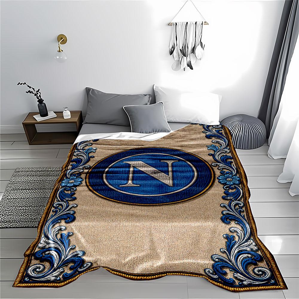 Blue Ornate "N" Emblem Blanket for All Seasons Blanket Lunch Break Throw Gift