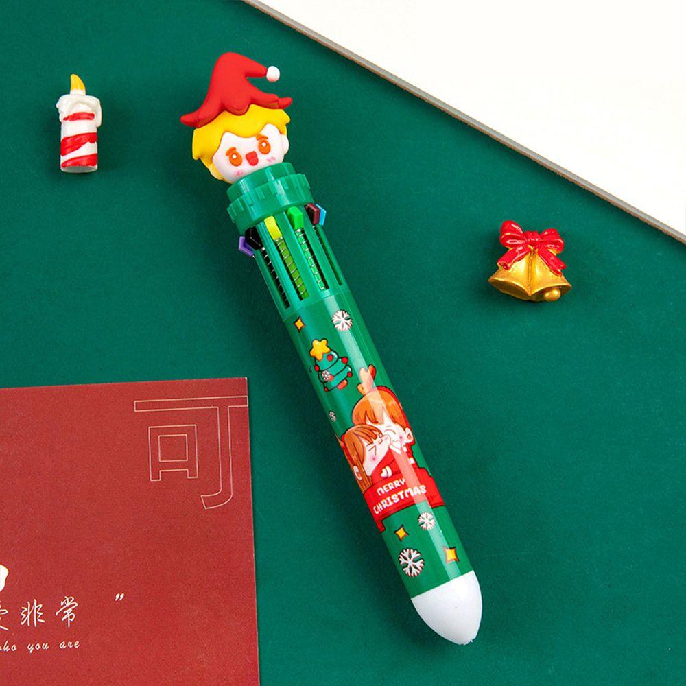 

Gifts Cartoon Christmas Themed Ballpoint Pen School Stationery 10 Colors Marker Pen Office Supplies Christmas tree