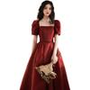 Toast Bride 1011 New Red Wedding Dress Small Pregnant Woman Engagement Princess Evening Dress Dress