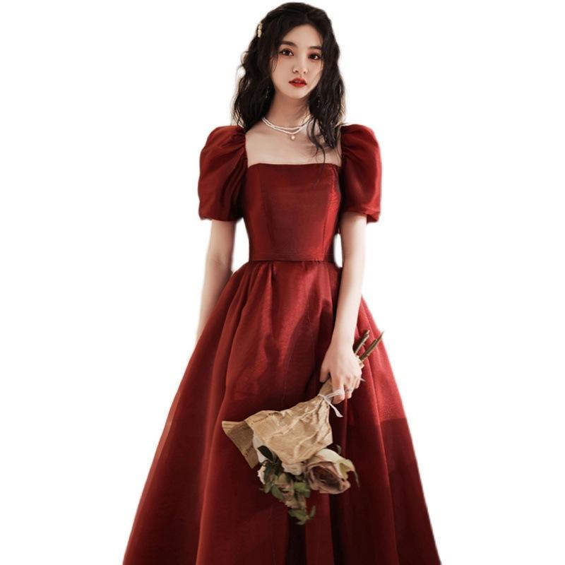 Toast Bride 1011 New Red Wedding Dress Small Pregnant Woman Engagement Princess Evening Dress Dress