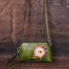 Vintage geprägte Rindsleder Crossbody Handytasche - Kleine quadratische Handtasche für Damen, Retro Mini-Schultertasche