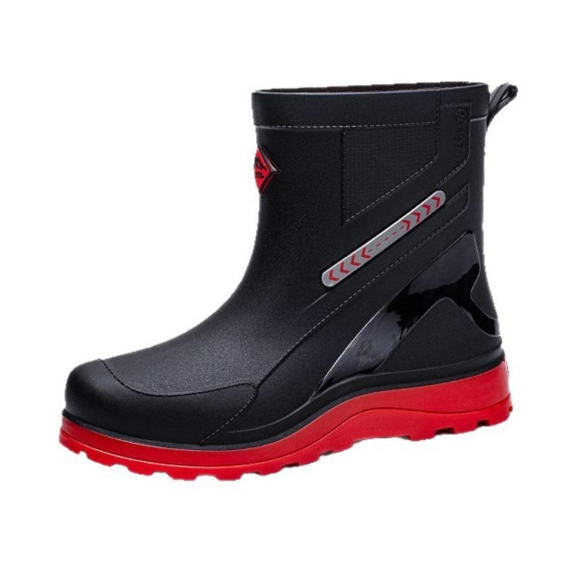 Winter velvet rain shoes men's medium tube thick-soled non-slip men's wear-resistant water shoes outdoor waterproof and warm rain boots