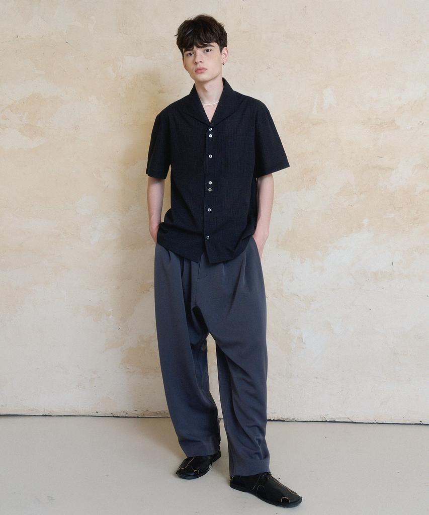 KNOUUN Wing Collar Shirts (Navy)