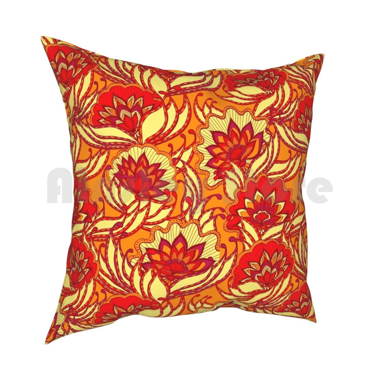 Golden Lotus Flowers Pillow Case Printed Home Soft DIY Pillow Cover Golden Lotus Flowers Lotus Blossom Gold Flowers Gold 30x30cm 12x12in