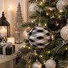 Boule de décoration de sapion de Noël pailletée Blanc argenté et noir