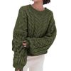 Women's Solid Color Thick Needle Big Dough Twists Loose Pullover Round Neck Long Sleeve Sweater