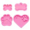 4 Pcs Handmade Jewelry Pendant Keychain Resin UV Epoxy Molds Dog Paw Bone Keychains Resin Mold DIY Crafts Silicone Mould