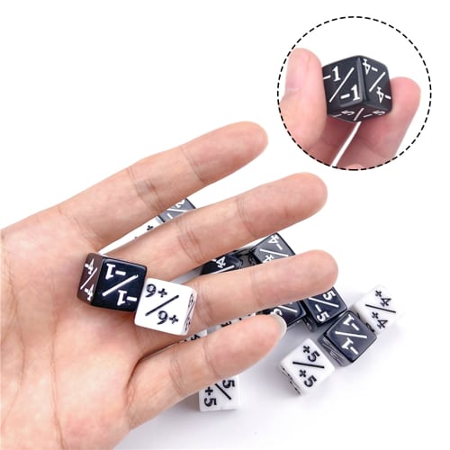 Oleporel 24 Dice Counters, Token Dice, Loyalty Dice, D6 Dice, White +1/+1 and Black -1/-1, Compatible with Magic, MTG, CCG, and Card Game Accessories