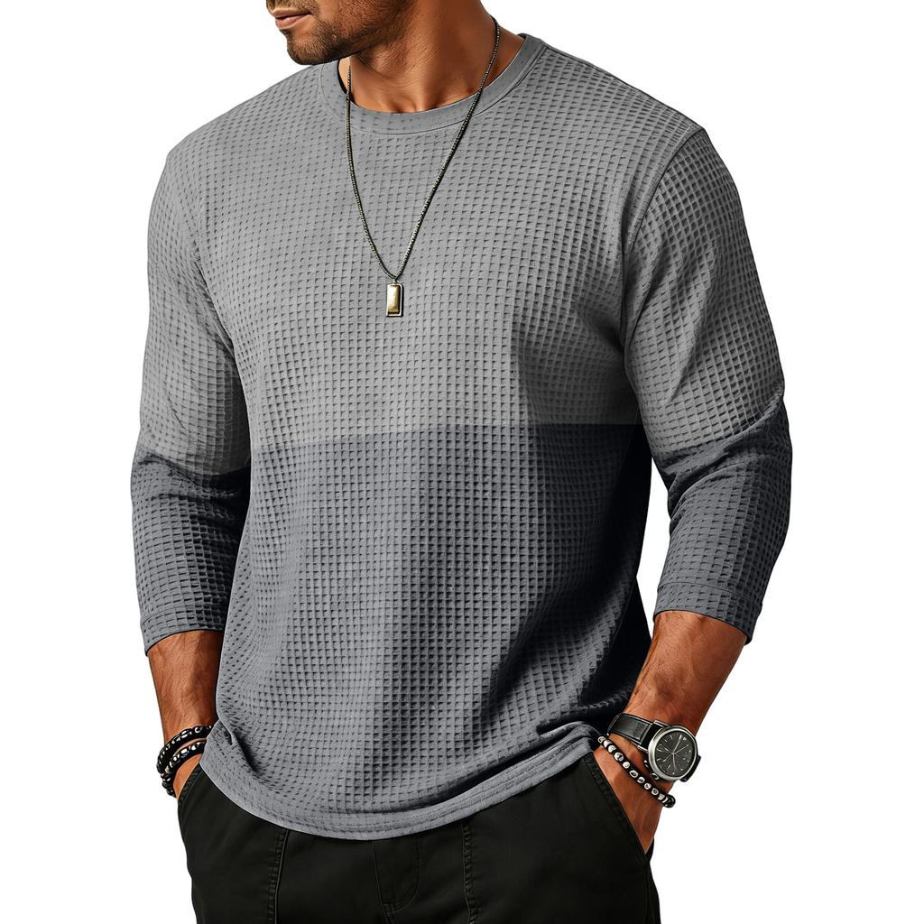 Men's Sports Leisure Waverg Round Neck Three-Quarter Sleeves T-Shirt