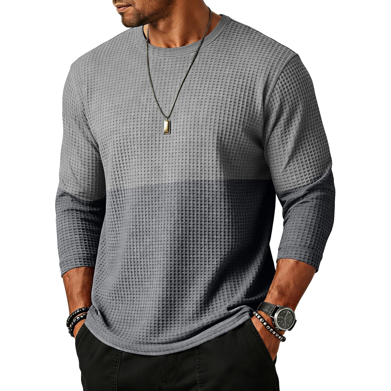 

Men’s Long Sleeve Crew Neck Knit Top Casual Loose Fit Lightweight Pullover Design Shirt for Everyday Wear XXL