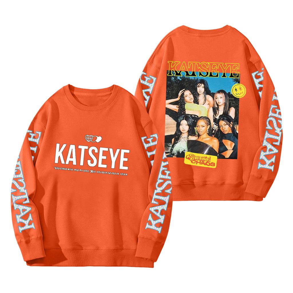 Women's Fashion Long Sleeve Print Round Neck Loose Pullover Sweater Top