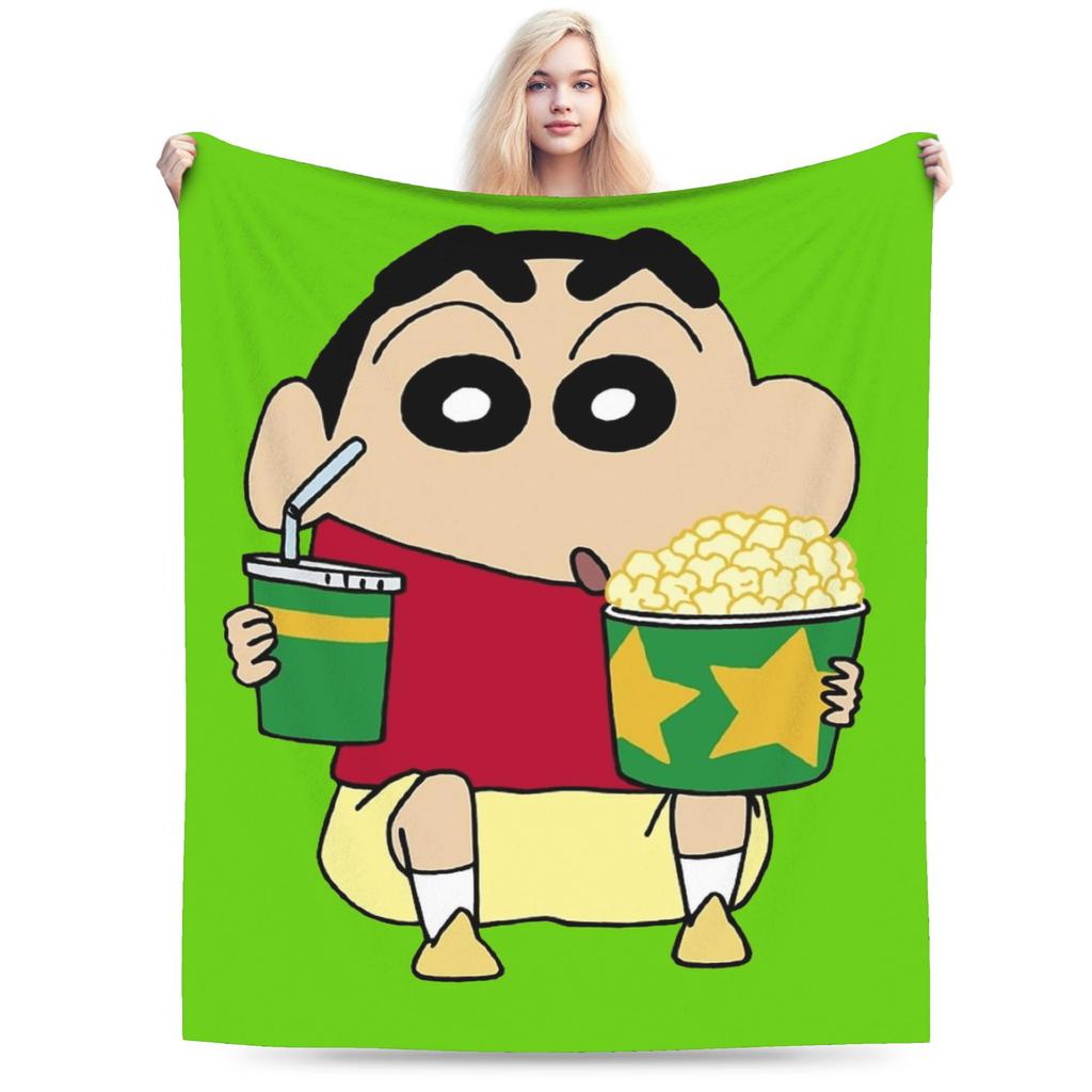Crayon Shin chan Knitted Blanket Cartoon Flannel Throw Blankets Summer Air Conditioning Personalised Soft Warm Bedspread