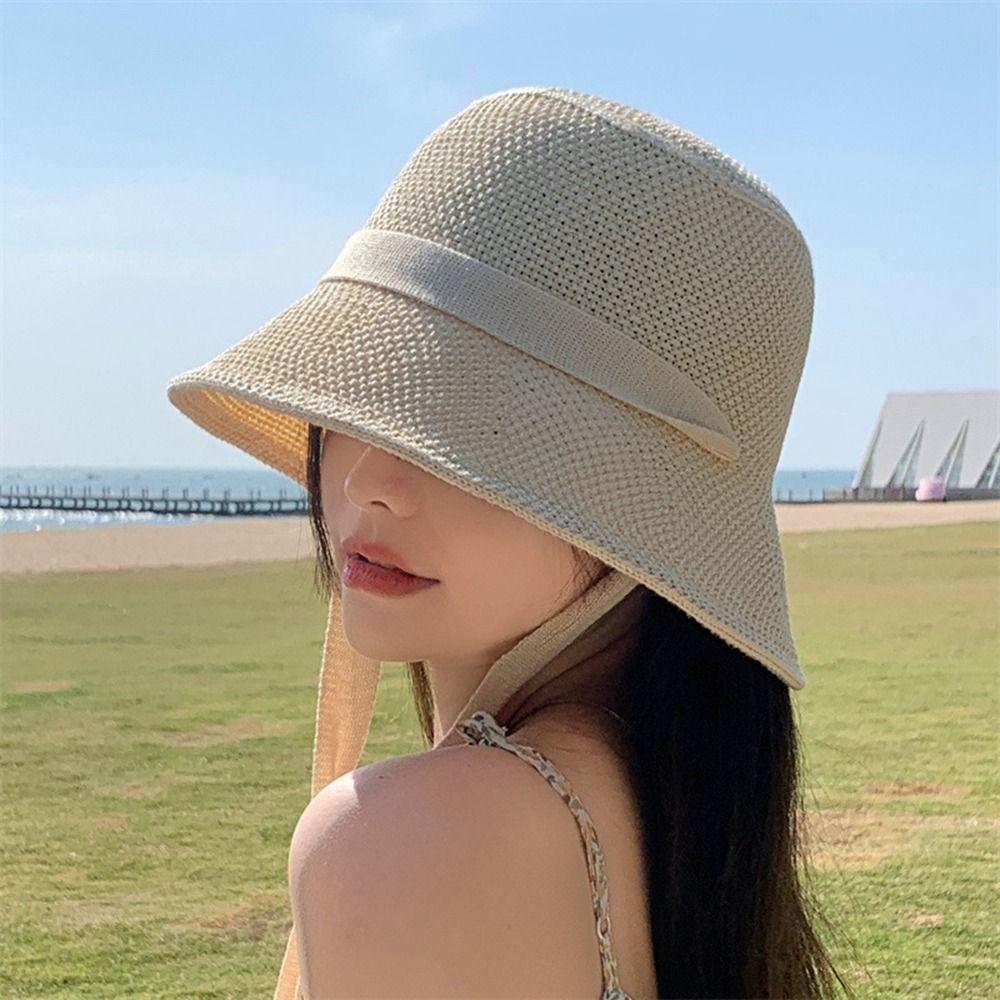 Spring Summer Knitted Sun Hat 50+ UPF Fisherman Hat Fashion Women Sun Hat Female