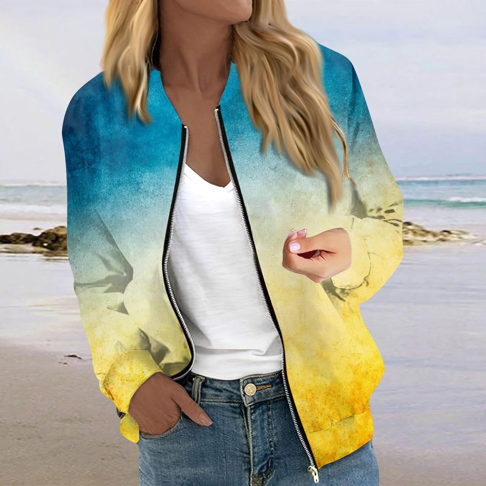 

Куртки для женщин, легкие укороченные куртки с длинным рукавом на молнии, модная верхняя одежда с принтом, повседневные стеганые куртки с карманами