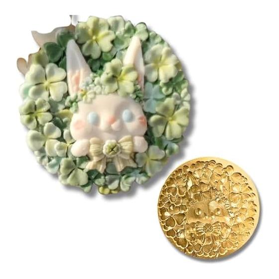 techichidou Rabbit Four Leaf Clover Sealing Stamp Head 25mm Sealing Wax Replacement Head Brass Lucky Motif (Rabbit Four Leaf Clover)