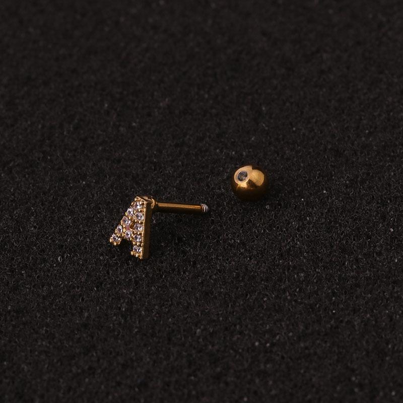 Trendy 26 Letters Tragus Cartilage Earring Women Exquisite Tiny Initial Alphabet Name Helix Earring Piercing Jewelry Gift