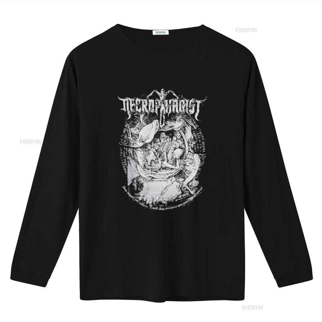NECROPHAGIST Mors T Shirt Dark Art Design for Metal Fans Vintage Washed Top For Everyday Wear Designer Clothes Stretched
