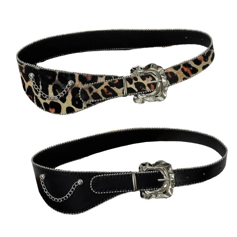 Adjustable Leopard Pattern Waistband Decorative Punk Belt For Men And Women Body Jewelry