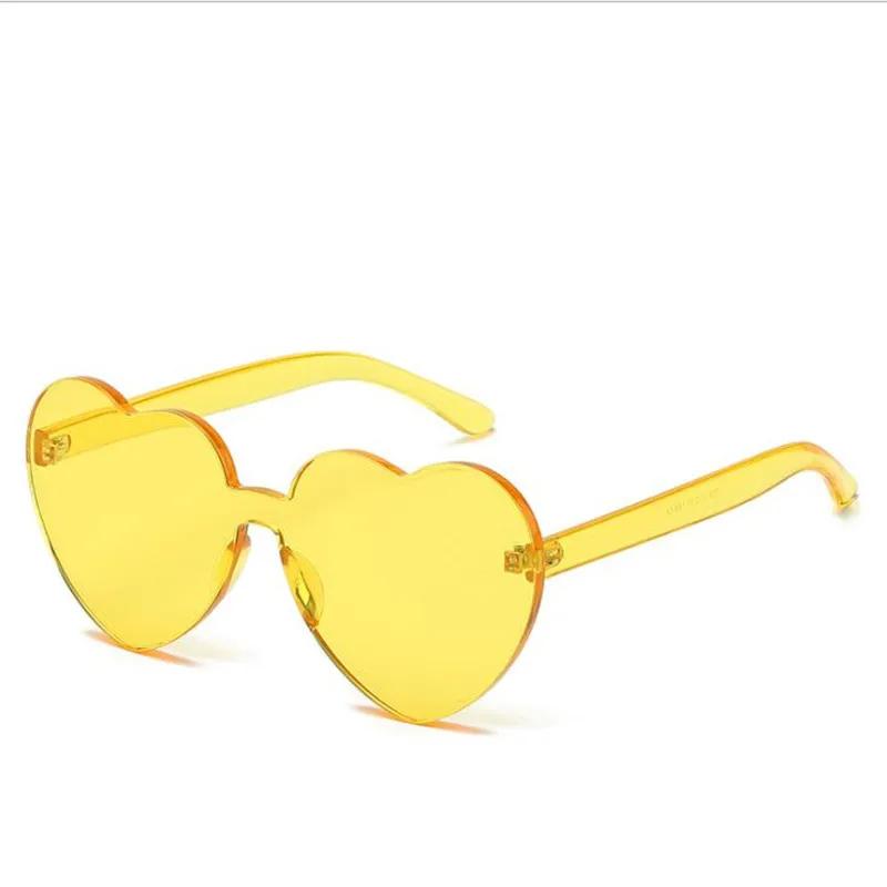 Heart Sunglasses For Women Men Rimless Eyewear Uv400 Female Pink Green Yellow Blue Orange Purple Brown Sun Glasses