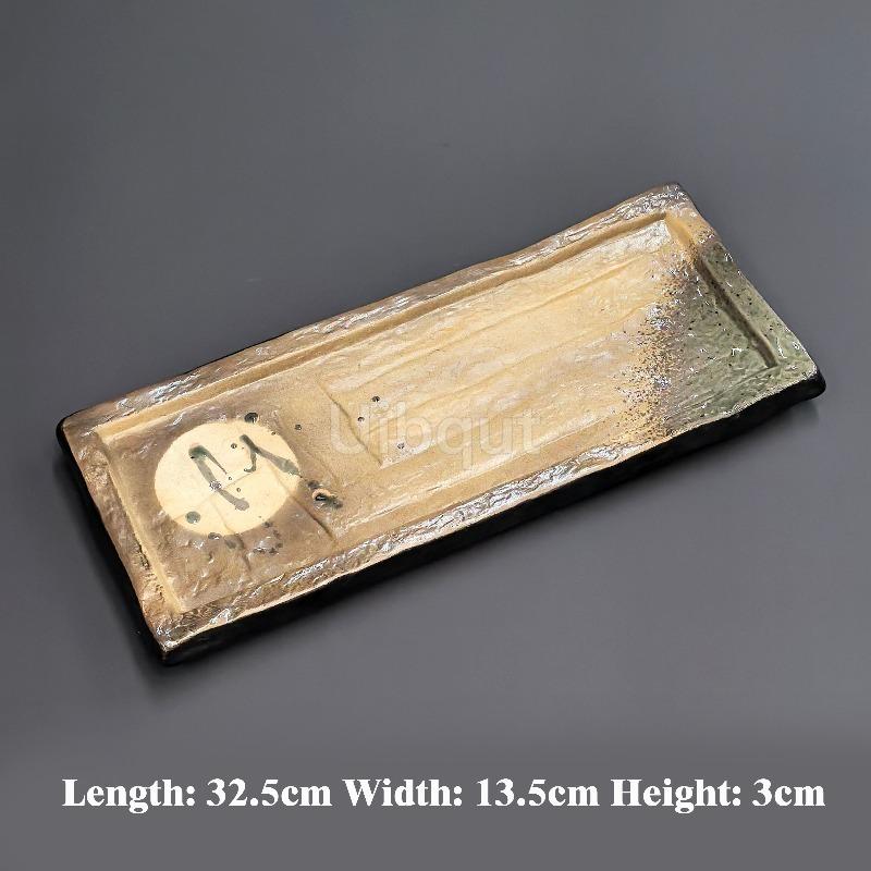 Japanese rectangle Ceramic Tableware Flat Dish Sushi Long sashimi Vegetable seafood Plate Skewer Dish Cuisine Tray Tableware