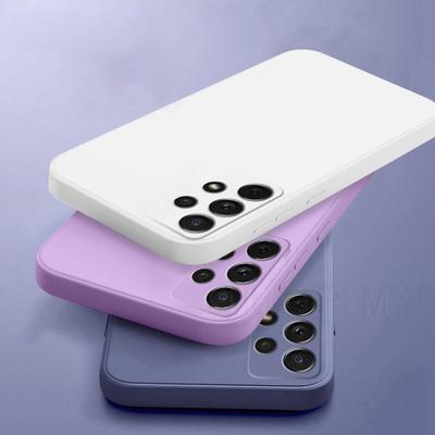 Štvorcový mäkký obal z tekutého silikónu pre Samsung Galaxy A15 A14 A54 A25 A32 A52 A16 A34 A13 A23 A33 A53 A26 A17 A36 A56 Jednofarebný kryt s plnou ochranou