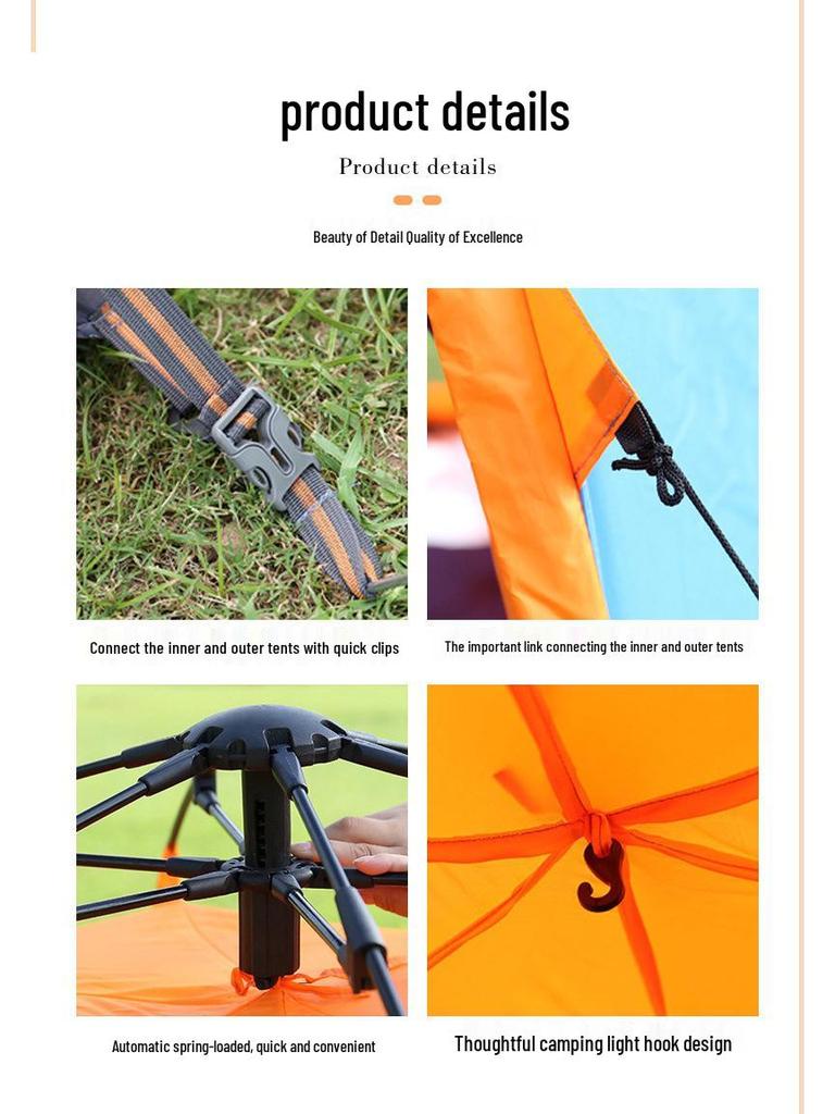 Hexagonal Double-Layer Camping Tent: Quick-Open, Portable, Windproof & Waterproof