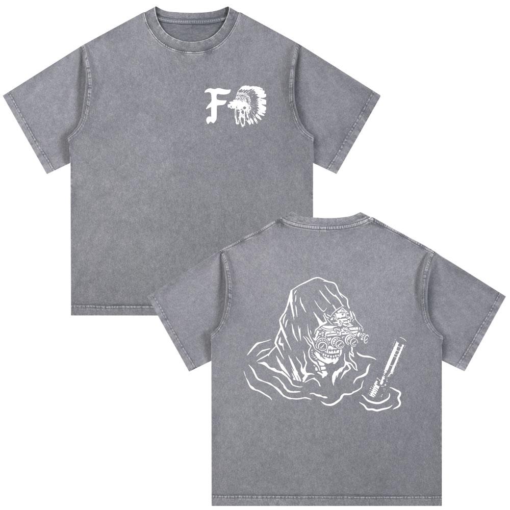 

Forward Observations Group Skeleton Skull Vintage Washed Tshirt Men Clothing Fashion Gothic Oversized Casual T Shirt Streetwear S