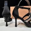 Fashion Luxury Gemstones Rhinestones Narrow Band Women Gladiator Sandals Fashion Ankle Strap Thin High heels Summer Party Shoes Sandals
