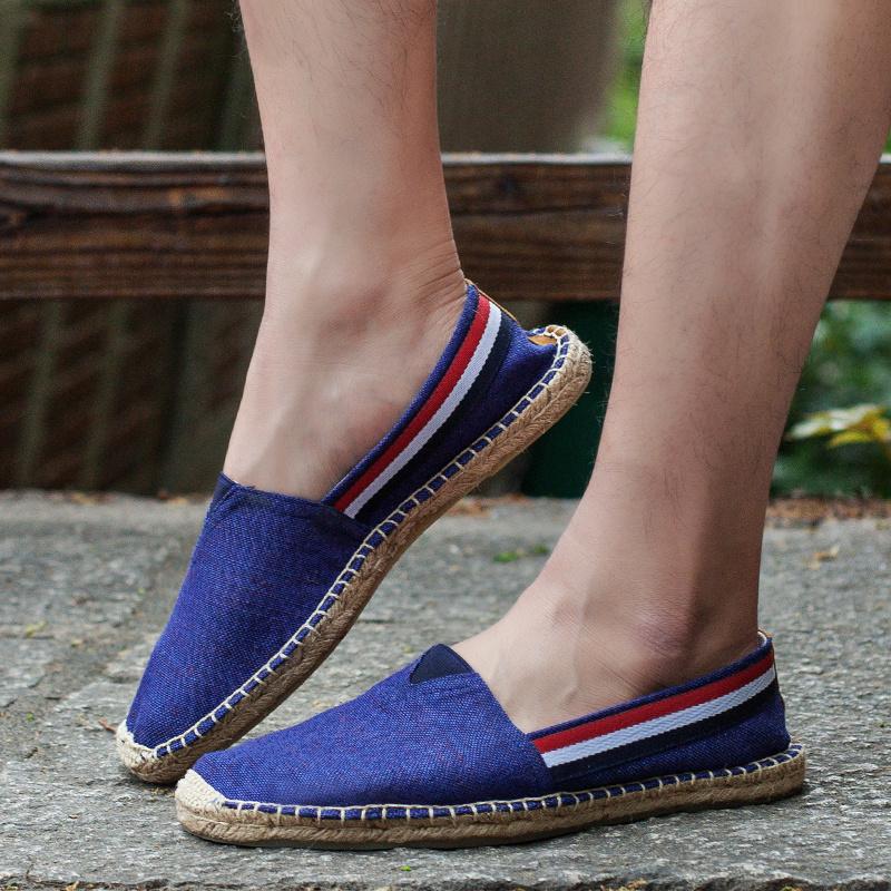 Heißer Verkauf Mode Blau Herren Sommer Schuhe Atmungsaktive Canvas Slipper Schuhe Herren Slip-on Casual Flache Schuhe für Herren Espadrille hombre