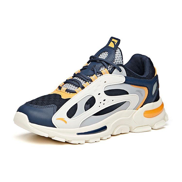 Anta Fashion Outdoor Shock Absorbing Non-Slip Wear-Resistant Breathable Low-Top Dad Shoes Men Sneaker Blue Gray White 112038899-3