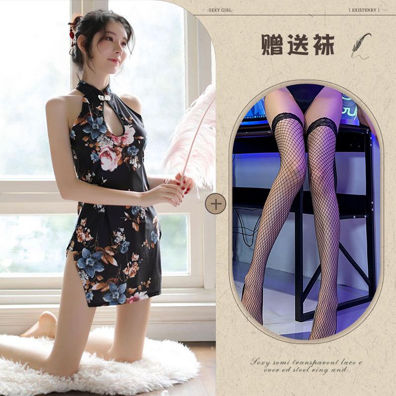Sex underwear emotional perspective high-end cheongsam nightclub tight short skirt uniform temptation suit classical cheongsam