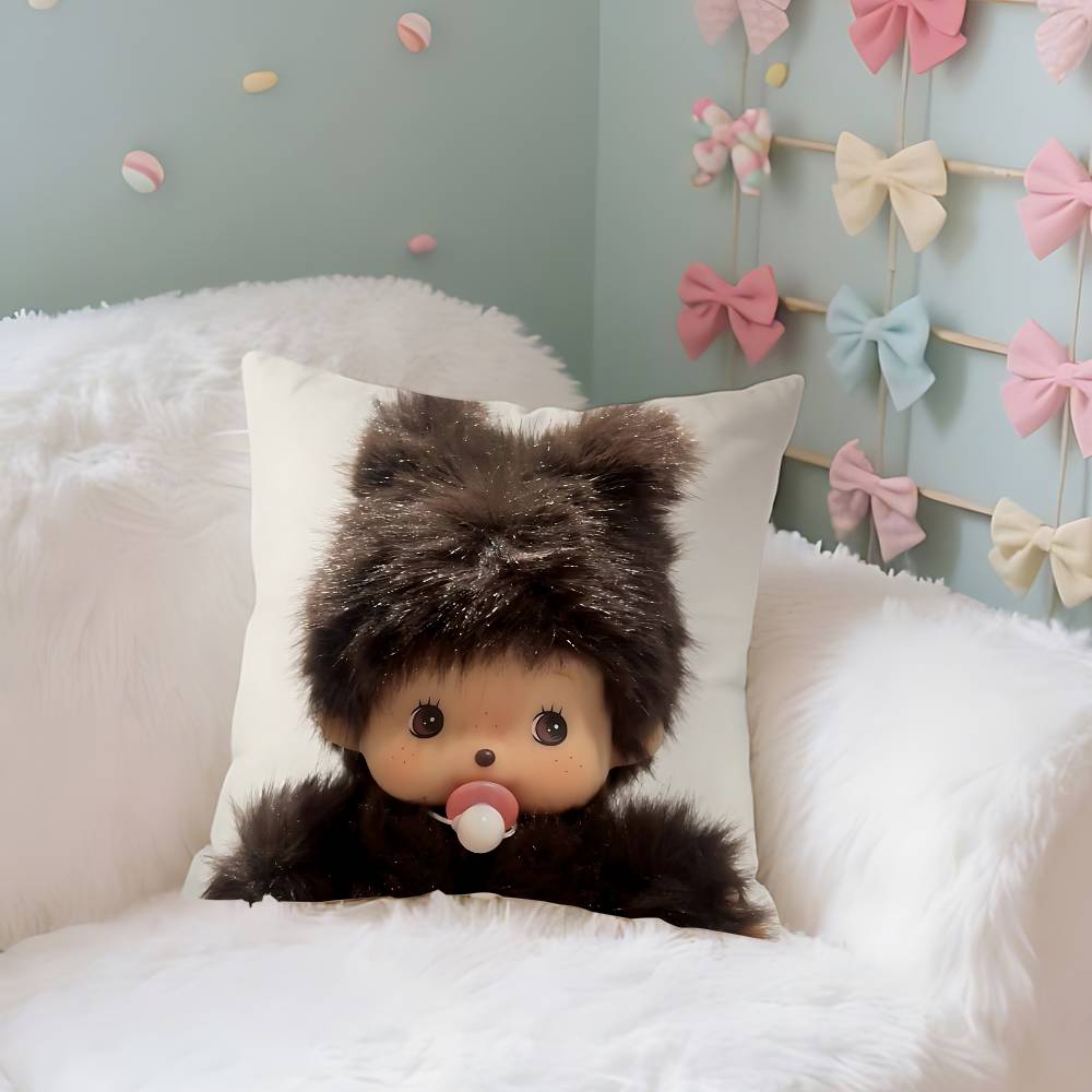 

MMonchhichis Case Plush Fabric Soft Pillowcase Double Sided Print Cushion Cover Household Gifts 40X40cm