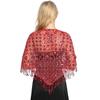 Hollow Triangle Sequin Lace Shawl Bridal Wedding Women Luxury Party Wrap Female Shiny Glitter Stole Club Scarf with Tassel