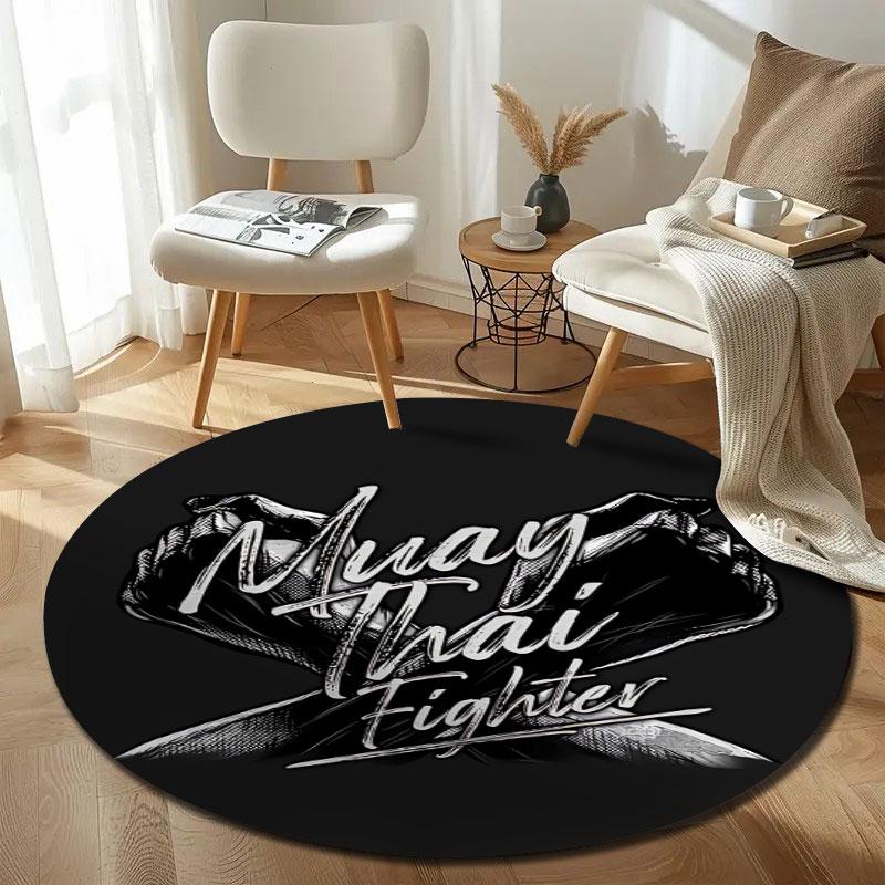 Whimsical Round Cat Multicolor Accent Rug, Non-Slip Floor Mat for Living Room