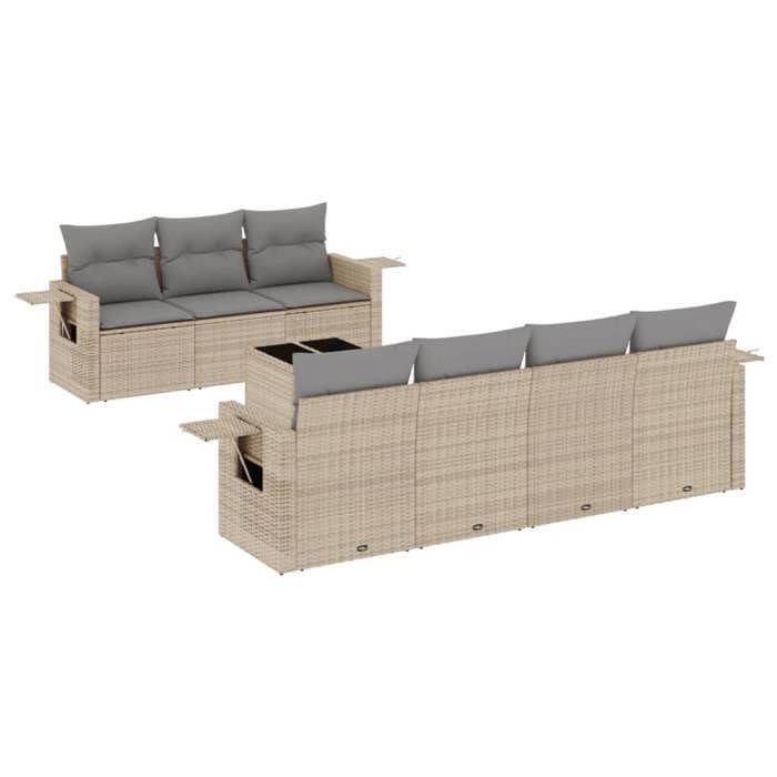 VidaXL Garden Lounge Set with Cushions 8 Pcs, Patio Sofas, Patio Furniture Set, Outdoor Furniture, Beige 3252266