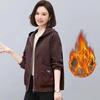 Thickened Corduroy Jacket Women's Casual Fleece-Lined Hooded Sweater Coat Warm Autumn Winter New Style Mommy Clothes