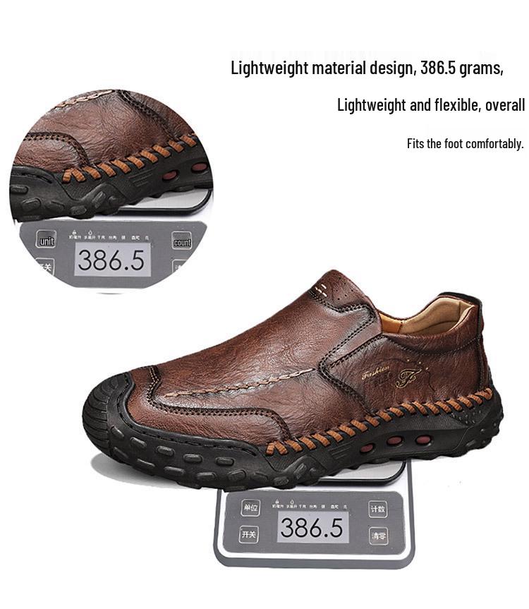 Plus Size Men's Ultra-fiber Hand-stitched Casual Shoes: Trendy Low-top Style (Sizes 45-48)