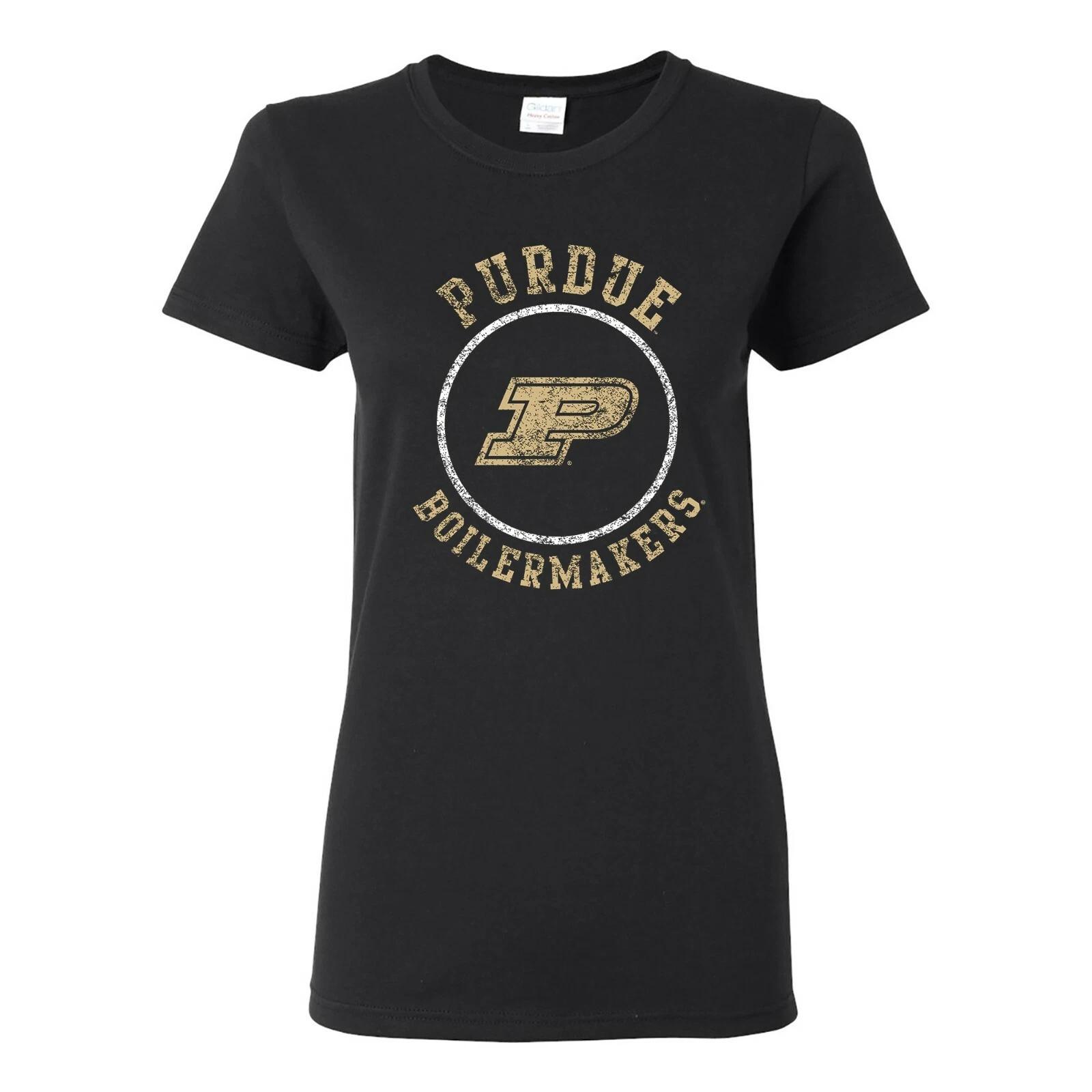 Purdue Boilermakers Distressed Circle Logo Womens T-Shirt - Black S
