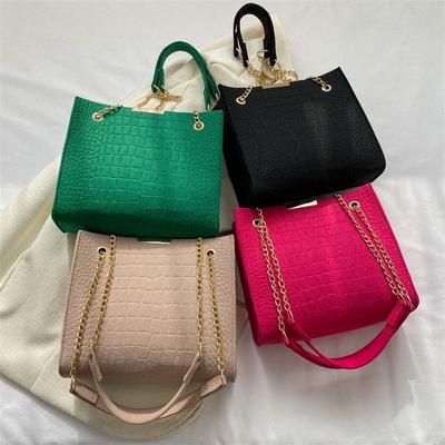 Solid Color Ladies New Tide Fashion Crossbody Large Capacity Crocodile Print Shoulder Bag Girls Casual Handbag
