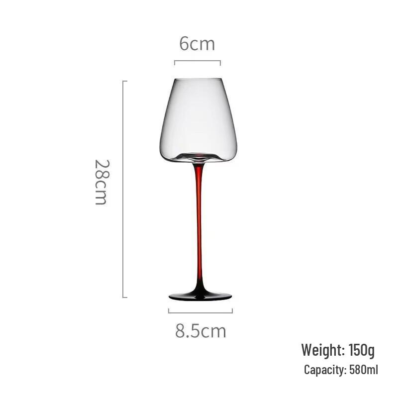 Handmade Crystal Burgundy Wine Glasses