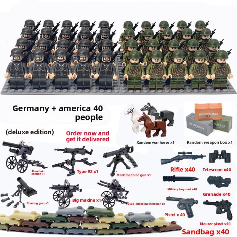 Non-Toxic Dolls Military World War Ii Doll Weapon Accessories Digital Assembly Toy Crawler Children'S Educational Splicing With Toys