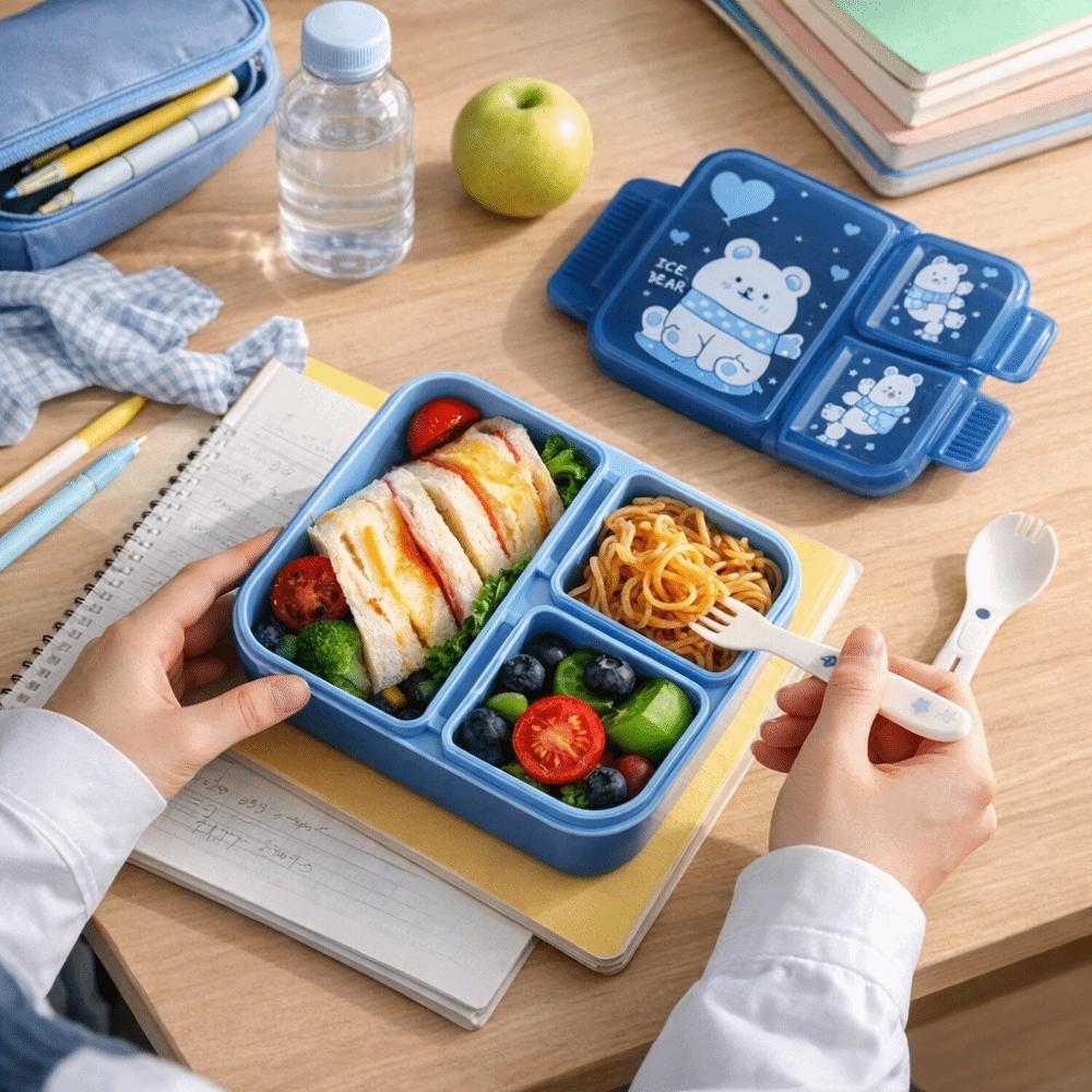 Lebensmittelechte Cartoon-Brotdose Auslaufsichere Snackbox Tragbarer Behälter Picknick-Koffer Mikrowellengeeignet