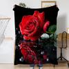 Red Rose Flower Fall Throw Blanket Cozy Plush Lightweight Fleece