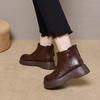 Short Boots with Thick Insulation and Rounded Leather Surface, Birkenstock Shoes, Heightening Moccasin Boots